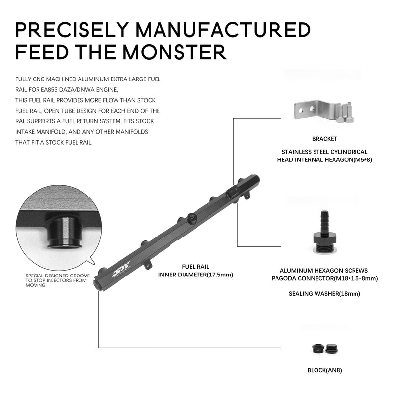Load image into Gallery viewer, Billet Extra Large Fuel Rail For EA855 DAZA/DNWA Engine
